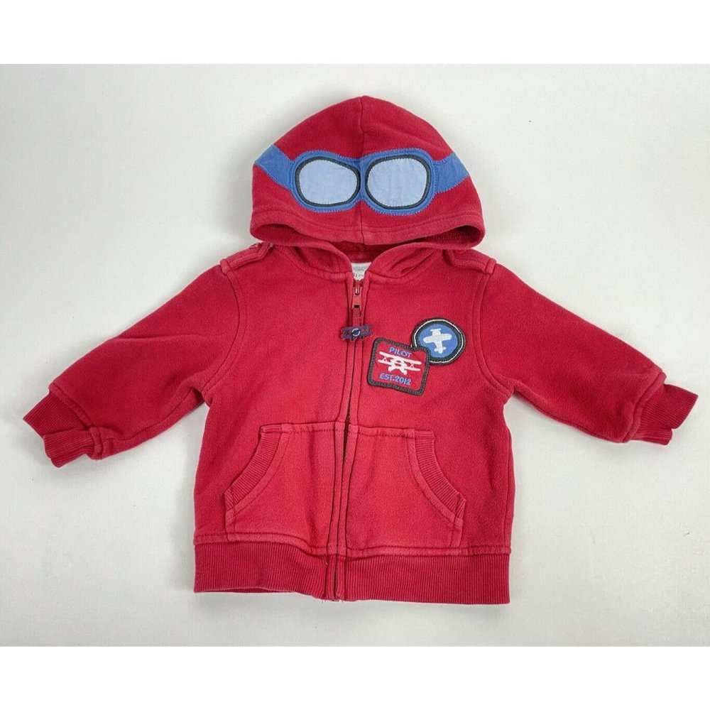 GYMBOREE Red Full Zip Hooded AVIATOR PILOT Jacket Boys 6-12 6 12 Months